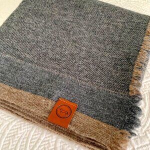 HARMONT & BLAINE Men's Brown & Gray Wool Blend Scarf 18" x 70" Made in Italy